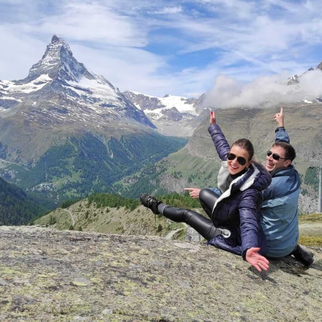 ZERMATT: Elaine e Alexey, ficaram impressionados com as paisagens naturais da Alemanha e Suíça.
